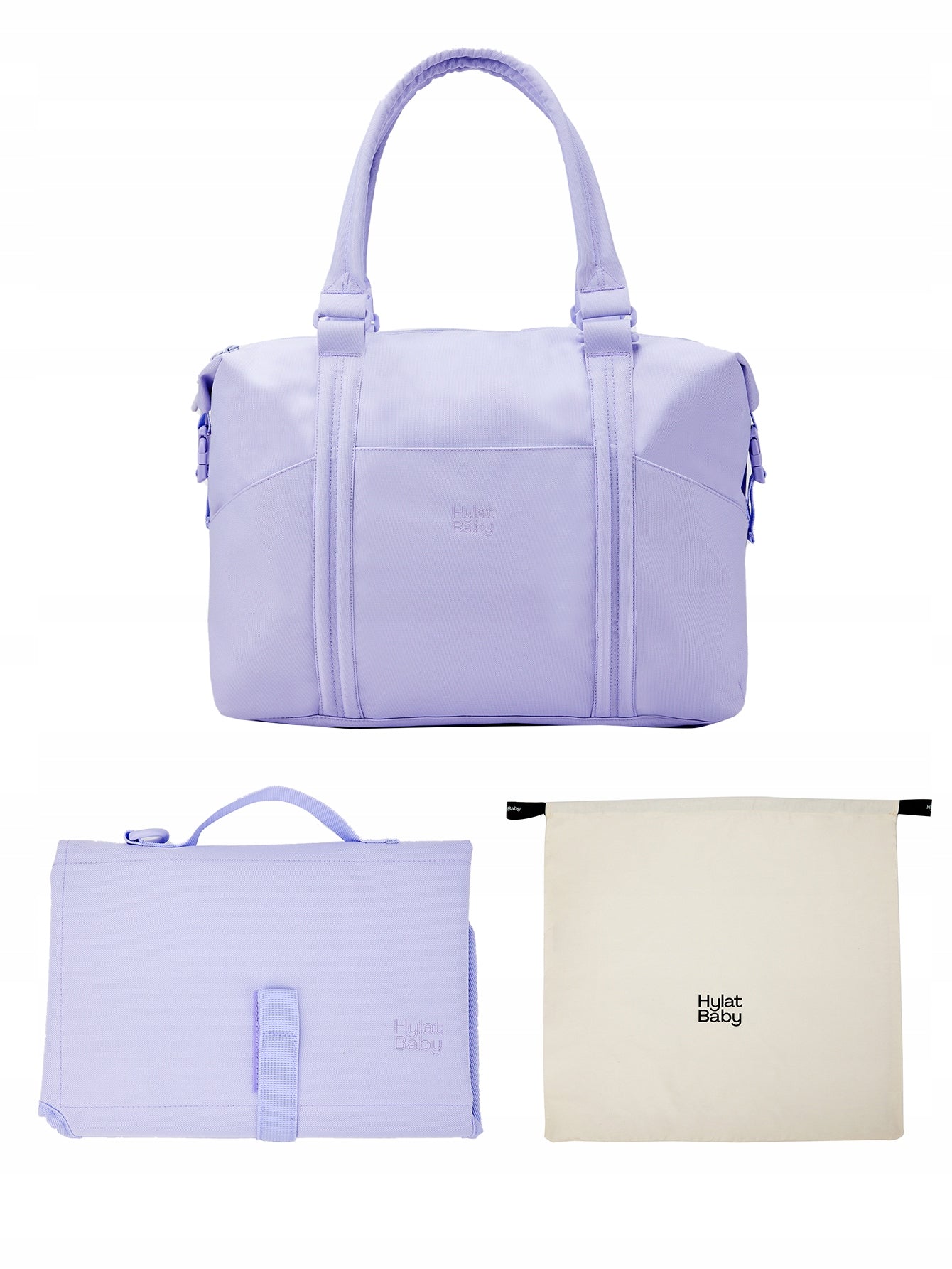 Set - taška a organizér pro maminky + přebalovací pult + obal Hylat Baby - fialový